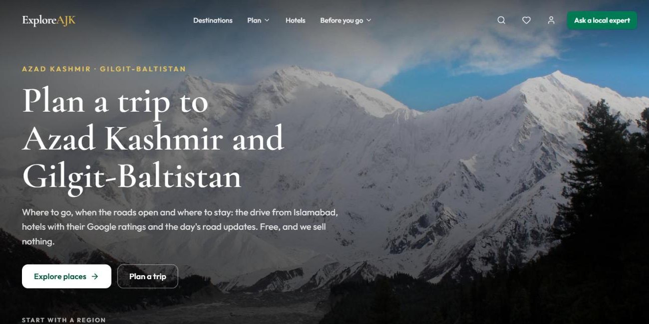 ExploreAJK home page: Plan a trip to Azad Kashmir and Gilgit-Baltistan